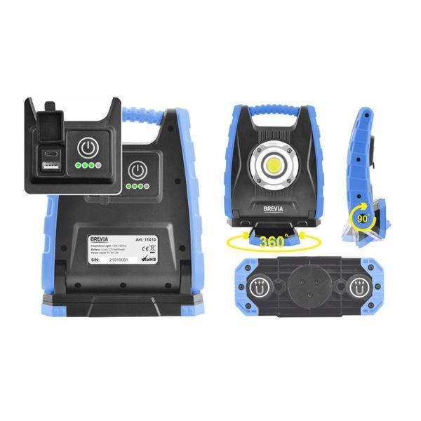 Лампа інспекційна Brevia LED 10W COB 1000lm 4400mAh Power Bank, type-C 11410 фото