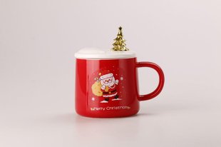 Чашка керамическая Merry Christmas 400мл с крышкой и ложкой чашка с крышкой HPCY8279R фото