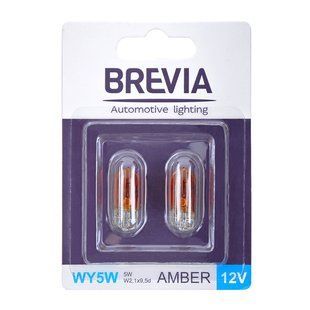 Лампа накаливания Brevia WY5W 12V 5W W2.1x9.5d AMBER B2, 2шт 12309B2 фото