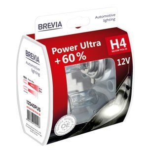 Галогеновая лампа Brevia H4 12V 60/55W P43t Power Ultra +60% S2 12040PUS фото