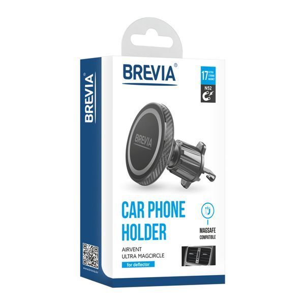 Тримач телефону автомобільний Brevia AirVent Ultra MagCircle на дефлектор, магнітний Magsafe 48010 фото