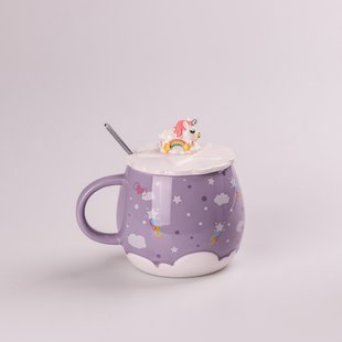 Чашка керамическая Ceramic Mug 400ml с крышкой и ложкой кружка для чая с крышкой HPCY8278V фото