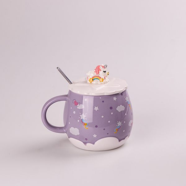 Чашка керамічна Ceramic Mug 400ml з кришкою і ложкою кухоль для чаю з кришкою HPCY8278V фото