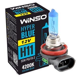 Галогенова лампа Winso H11 12V 55W PGJ19-2 HYPER BLUE 4200K 712820 фото