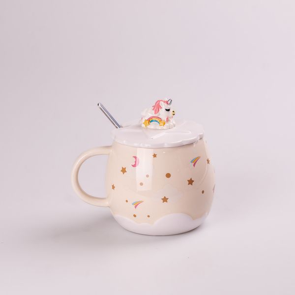 Чашка керамічна Ceramic Mug 400ml з кришкою і ложкою кухоль для чаю з кришкою HPCY8278BE фото