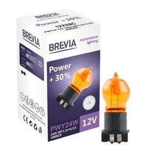 Галогенова лампа Brevia PWY24W 12V 24W WP3,3x14,5/4 AMBER Power +30% CP 12228C фото