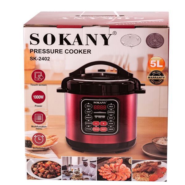 Мультиварка Sokany SK-2402 5L Pressure Cooker 1000W 5l мультиварки пароварки SK24025 фото