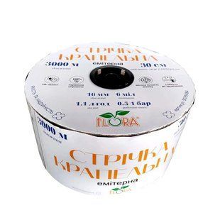 Стрічка крапельна з плоским емітером &Oslash;16мм 30см 6міл 1.38л 3000м FLORA (5076324) 5076324 фото