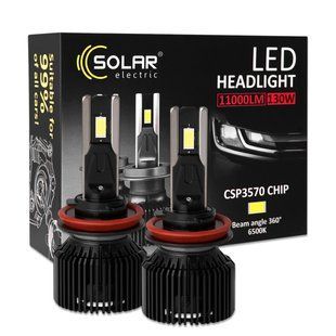 Автолампа Solar LED H8-H11-H16 12/24V 130W 11000Lm 6500K CSP3570 2шт 8711S2 фото