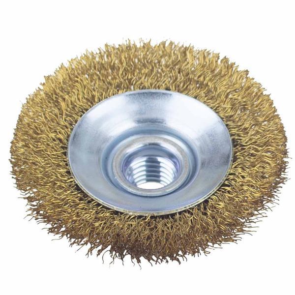 Щетка проволочная конусообразная &Oslash;75мм М14&times;2мм (латунированная) SIGMA (9016071) 9016071 фото