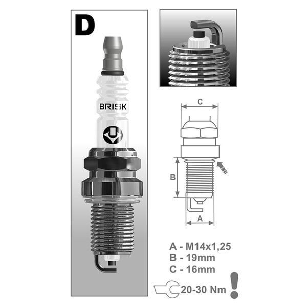 Свеча зажигания Brisk Super DR17YC, 4шт DR17YC - (0010) - 4B фото