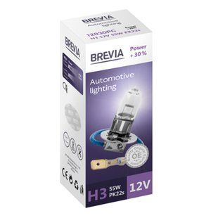 Галогенова лампа Brevia H3 12V 55W PK22s Power +30% CP 12030PC фото