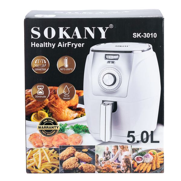 Аерофритниця 5 літрів Sokany SK-3010 мультипіч аерогриль1500W безмасляна фритюрниця повітряна аеропіч SK3010 фото