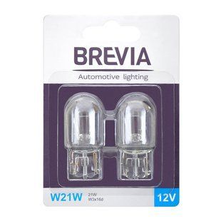 Лампа накаливания Brevia W21W 12V 21W W3x16d B2, 2шт 12310B2 фото