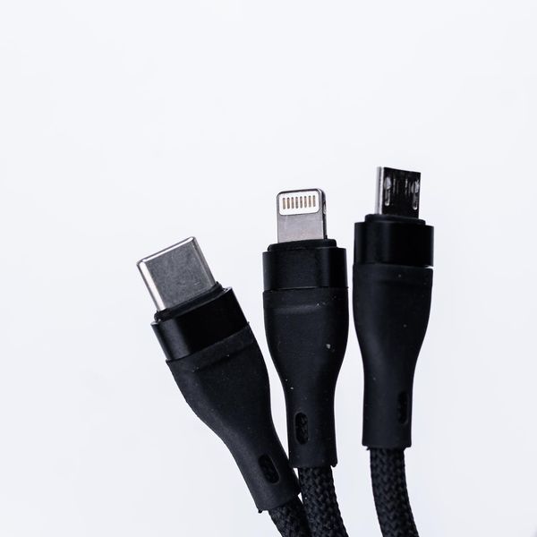 Кабель SmartX 3-in-1 Charging Data Cable USB-A to microUSB/USB-C/Lightning кабель для зарядки 3 в 1 UR521 фото