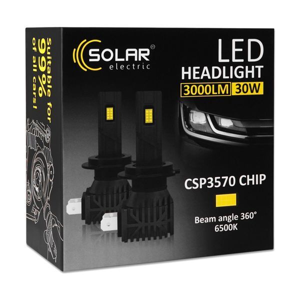 Автолампа Solar LED HB3(9005) 12V 30W 3000Lm 6500K CSP3570 2шт 8405S2 фото