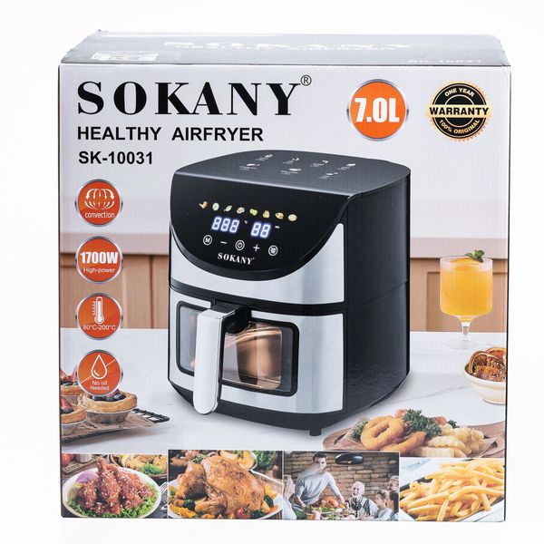 Аэрофритюрница 7 л аэрогриль Sokany воздушный фритюр 1800W мультипечь без масла аэропечь настольная SK10031 фото